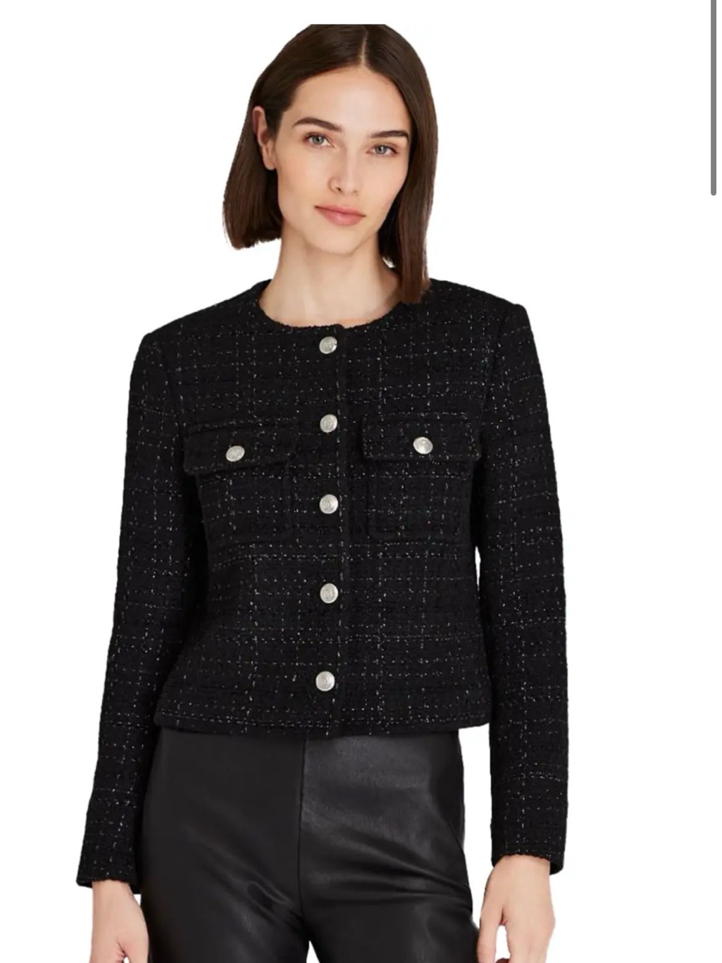 Club Monaco $595 Ptp 21 Women's Cropped Metallic Tweed Jacket
